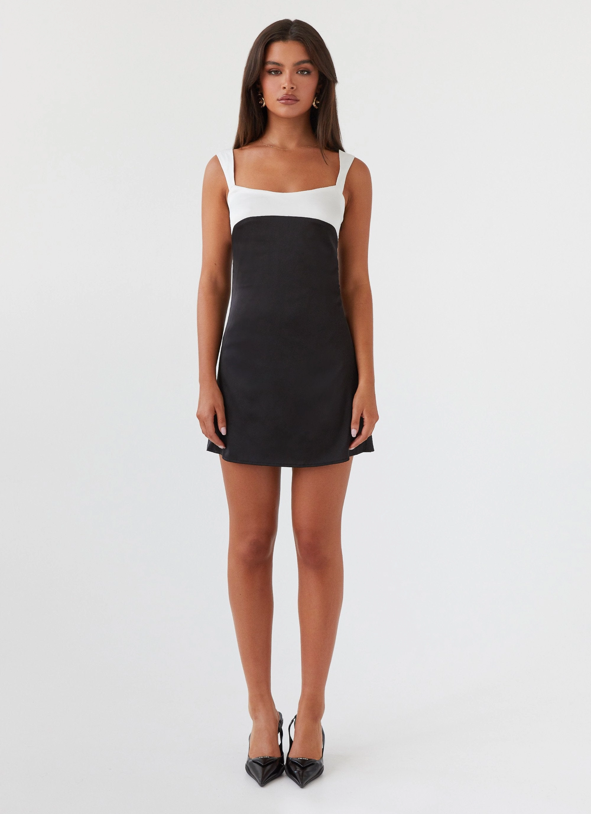 Versatile and Comfortable Odette Satin Mini Dress - Onyx
