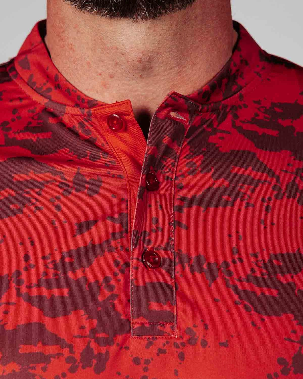 Reinforced Neckline High Thread Count Cotton Red Splatter Blade Polo