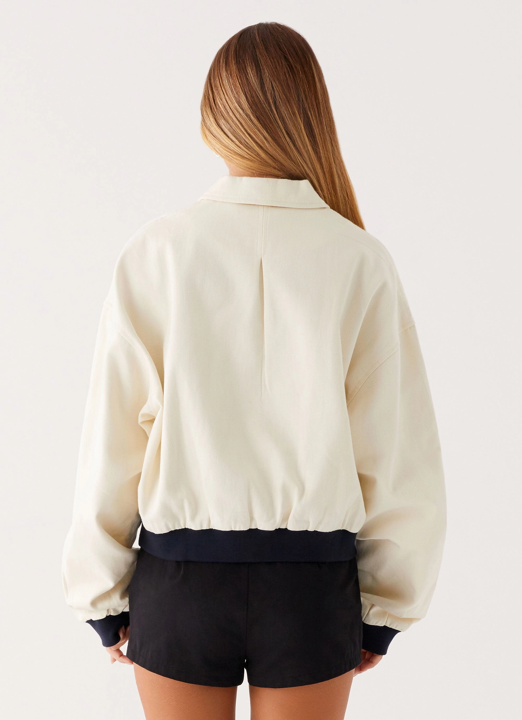 Reese Bomber Jacket - White Durable Zipper Outdoor Activity