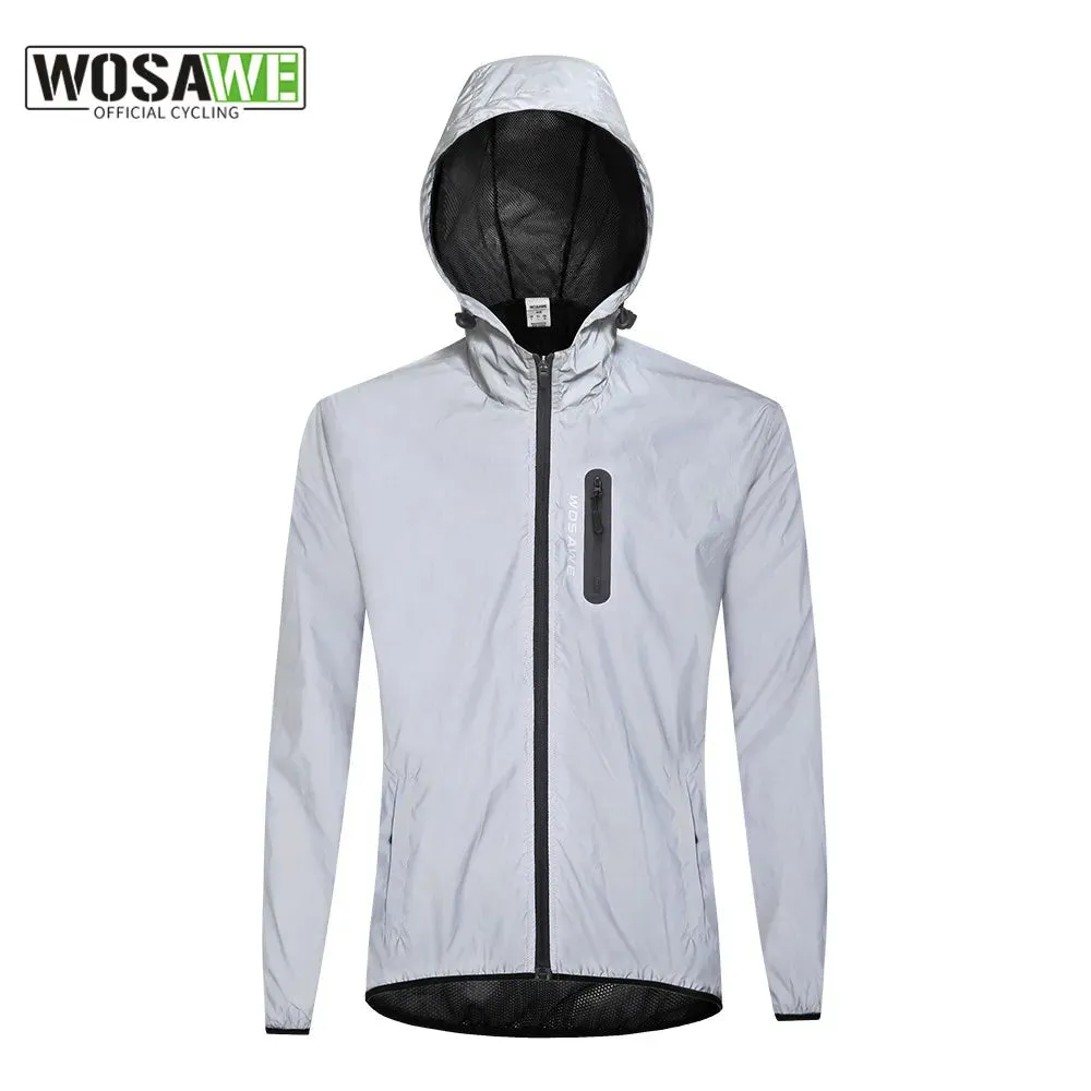 Reflective Jacket with Hoodie and Waterproof Windbreaker for Men Women Cycling Hiking Running Hip Hop Safety Jacket