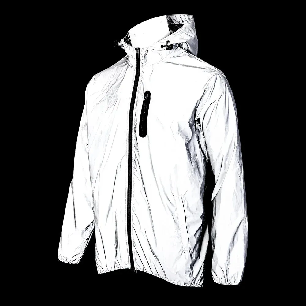 Reflective Jacket with Hoodie and Waterproof Windbreaker for Men Women Cycling Hiking Running Hip Hop Safety Jacket
