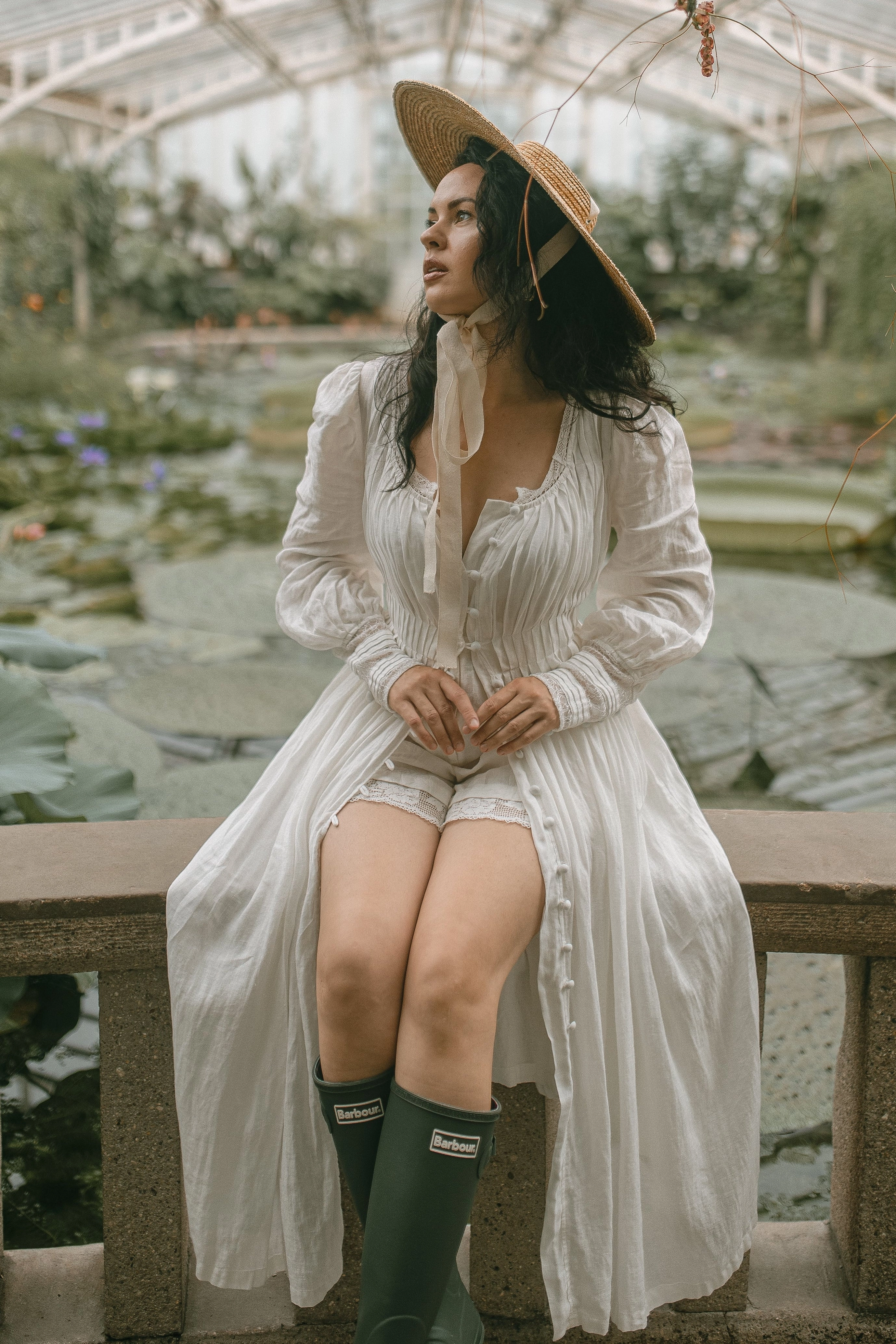 Curved Hemline Simple Cut Josefina 19 | Dreamy Pleated Linen Dress Gown