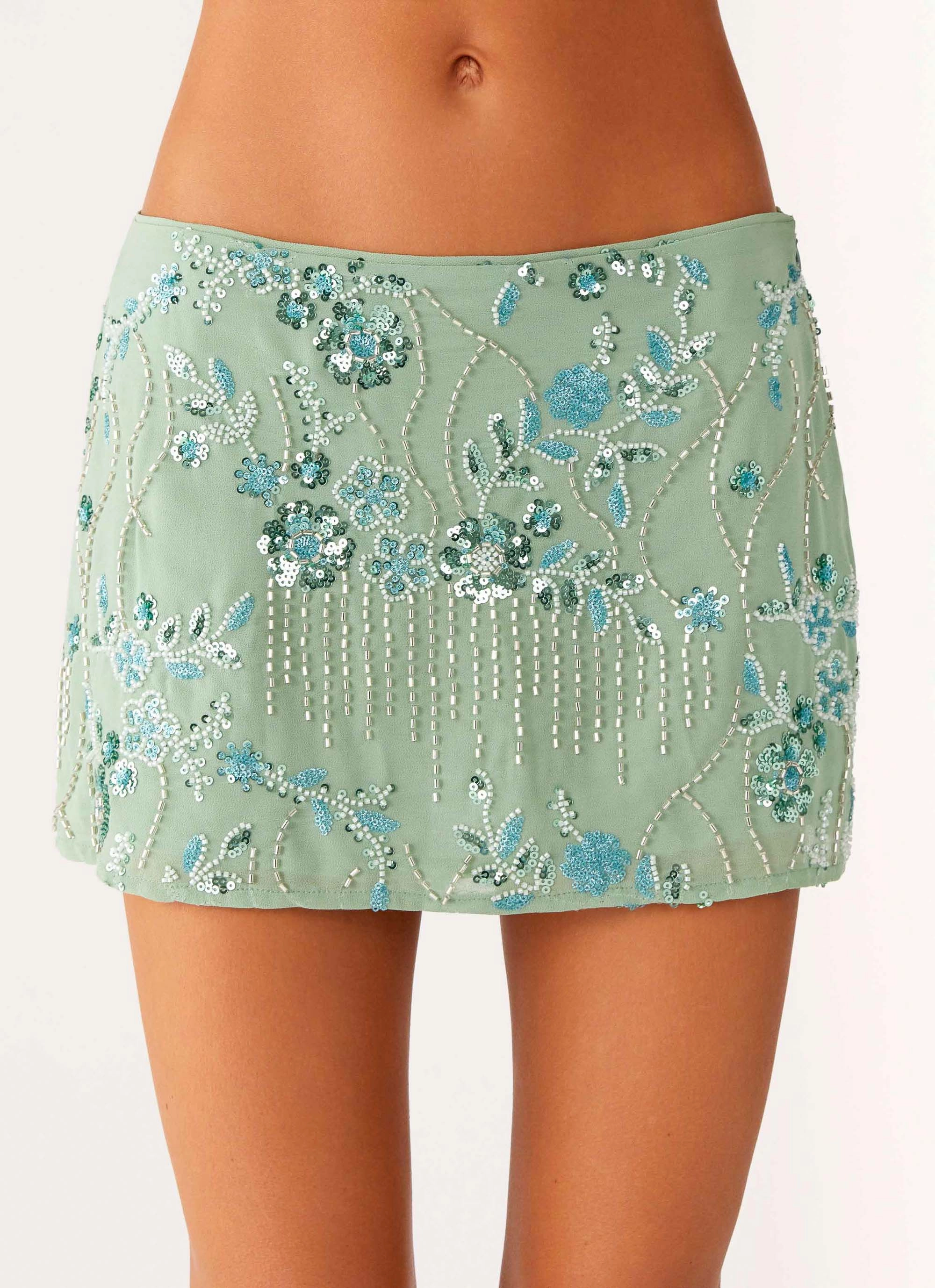 Adored By You Mini Skirt - Mint Stay Fresh