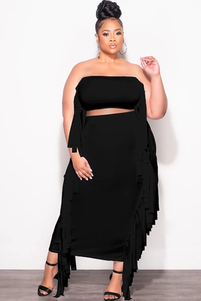 Fit Freedom Chilly Weather Wear Final Sale Plus Size Strapless 2pc Set in Black