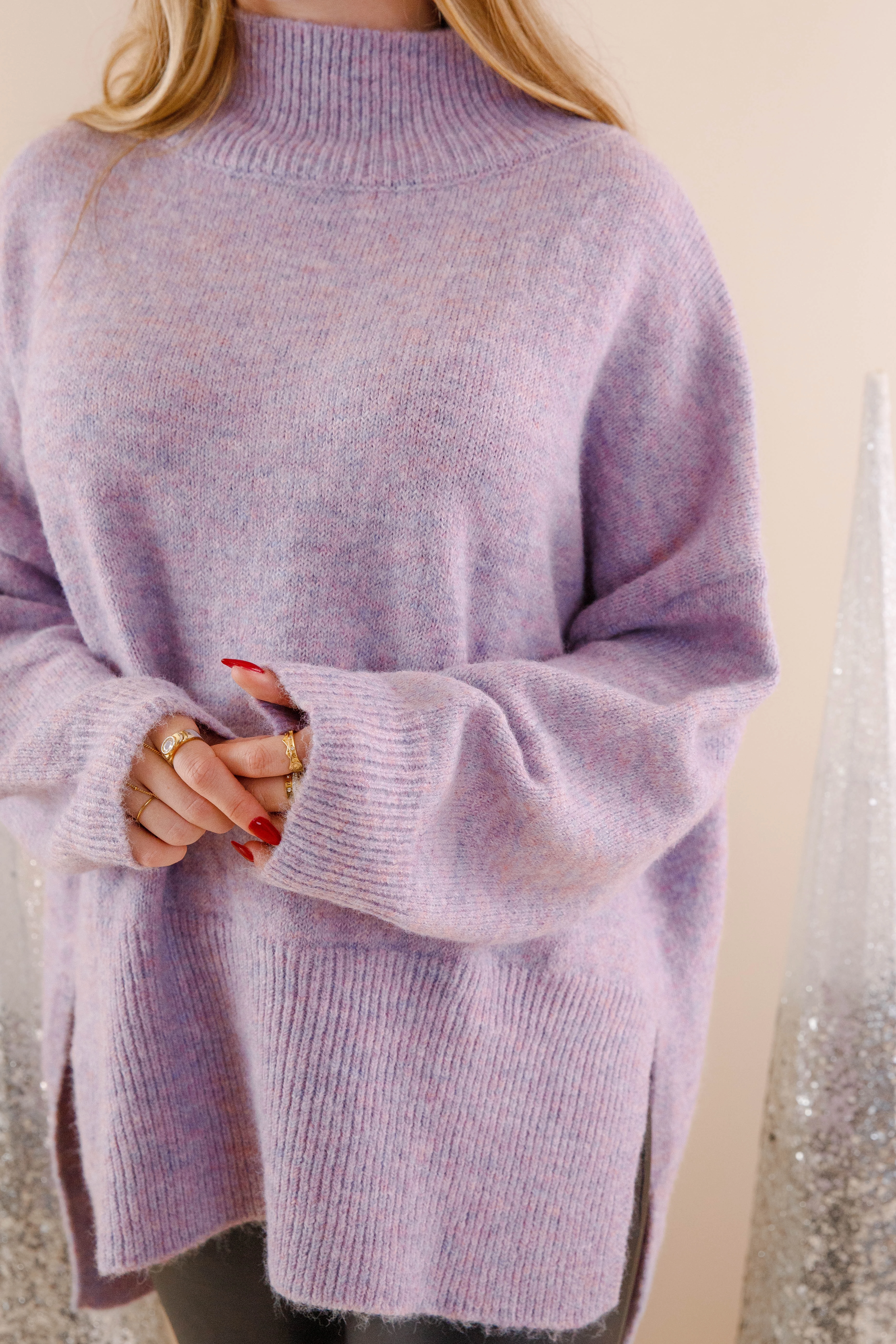 Cozy Activities Sweater-Lilac Stretch Material