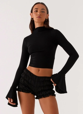 Minimalist Styling Moisture Control Lining Reggie Long Sleeve Top - Black