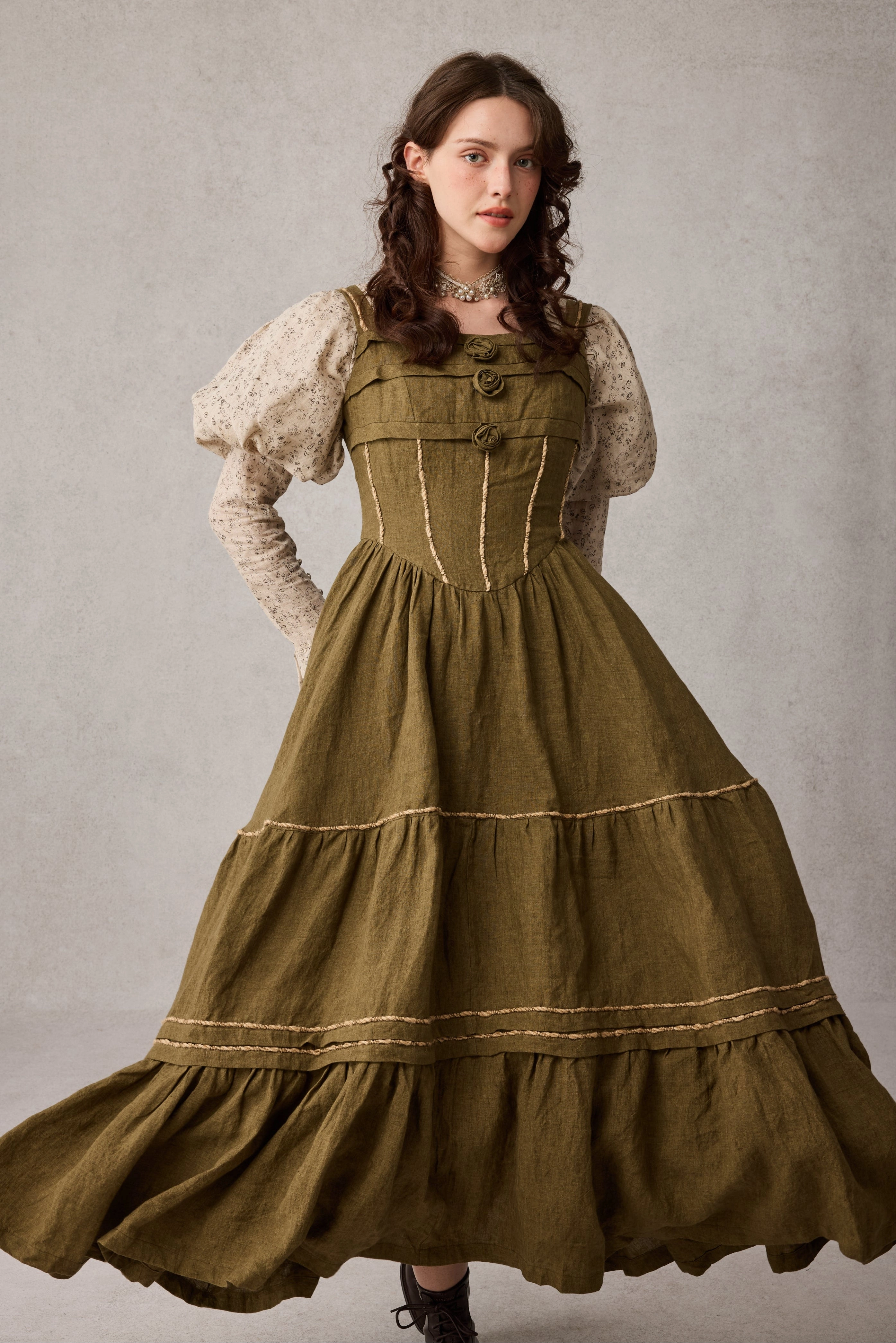 Magnolia 17 |Linen Corset dress Low Impact Manufacturing NonFadeFinish