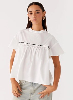 Lila Babydoll Top - White Odor Neutralizing Technology