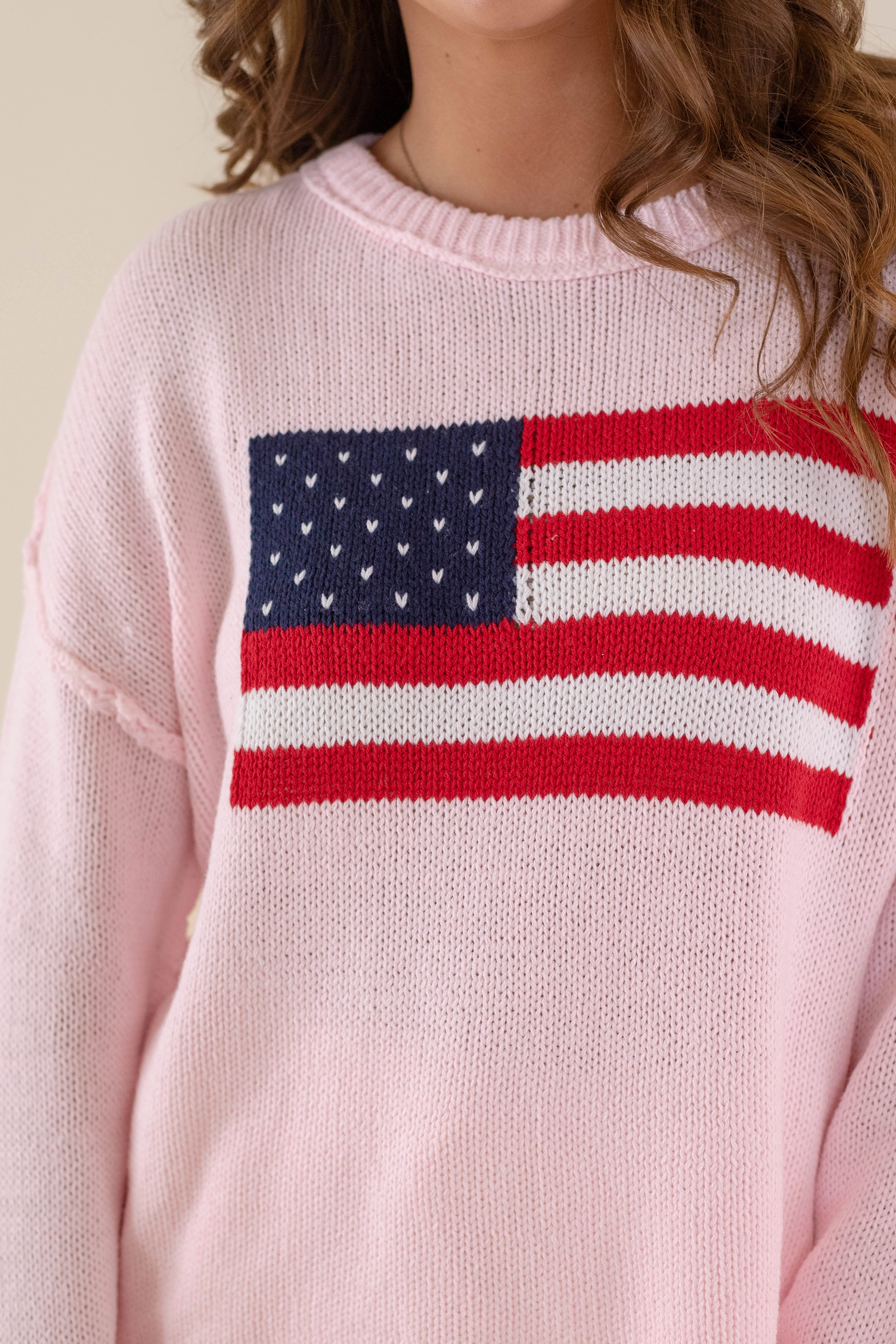 Lightweight insulation RESTOCK: All American Sweater-Blush