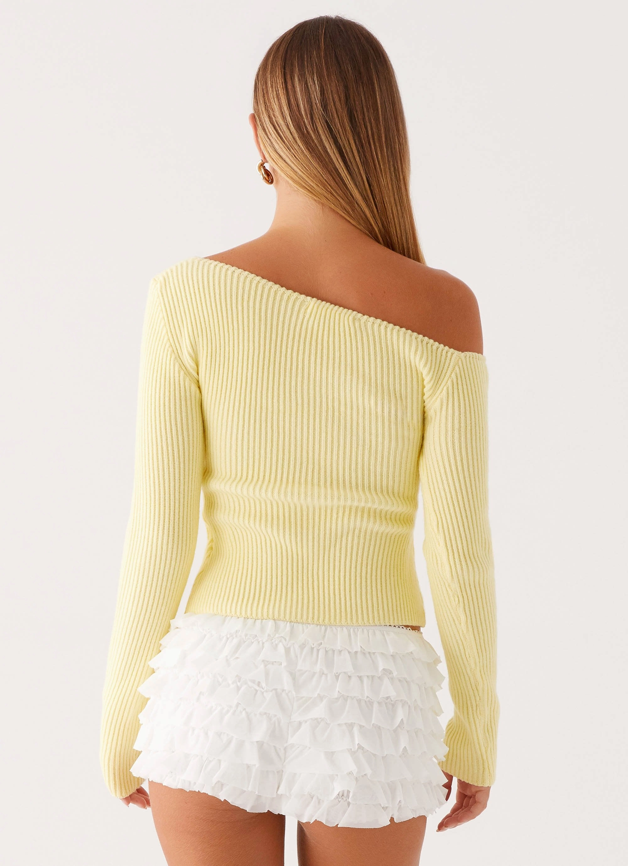 Summer Style DoubleStitched Hemming Waverly Knit Top - Pastel Yellow