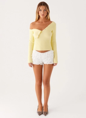 Waverly Knit Top - Pastel Yellow Formal Blouse