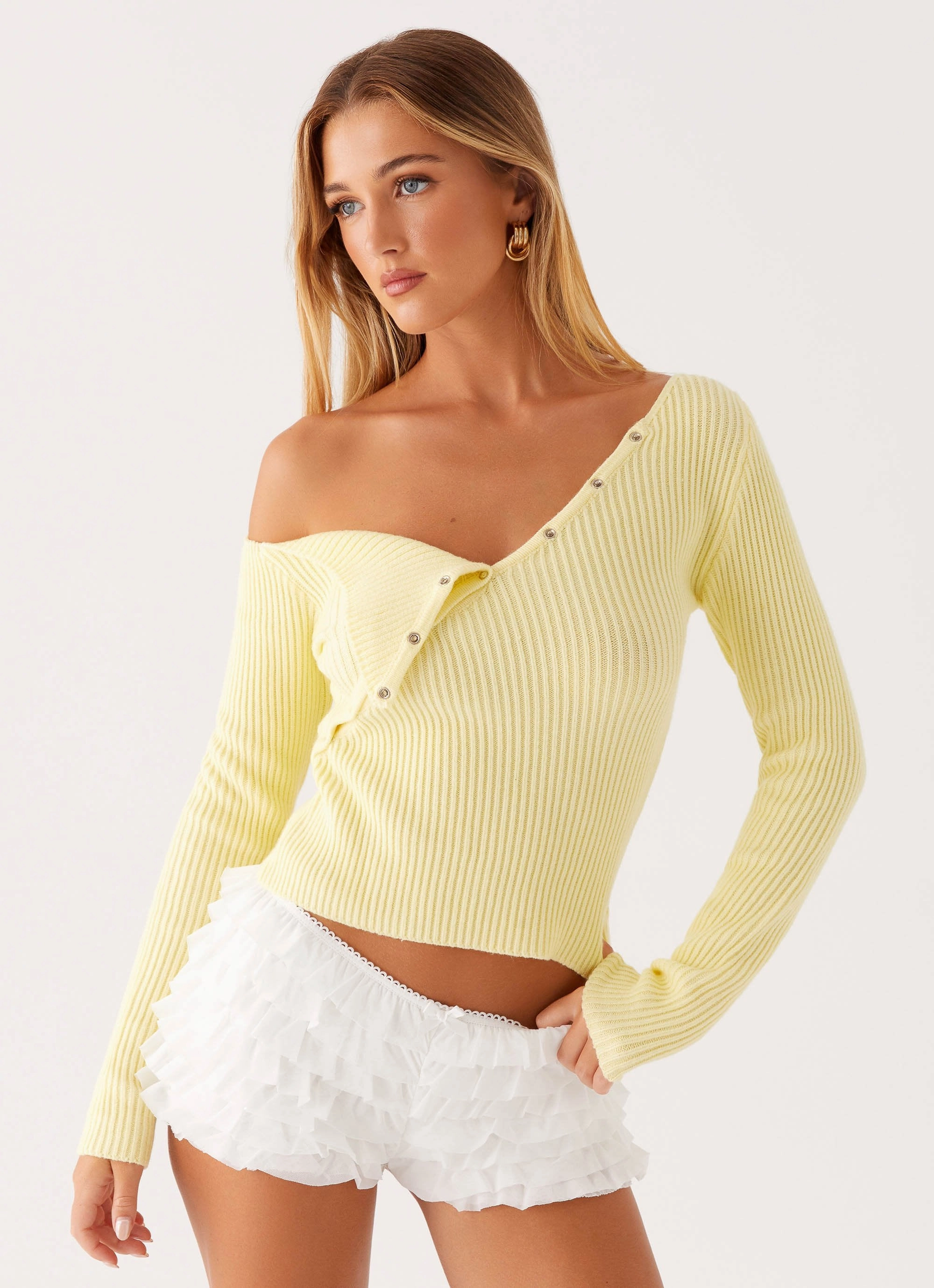 Waverly Knit Top - Pastel Yellow Unstructured Silhouette BiodegradableFabric