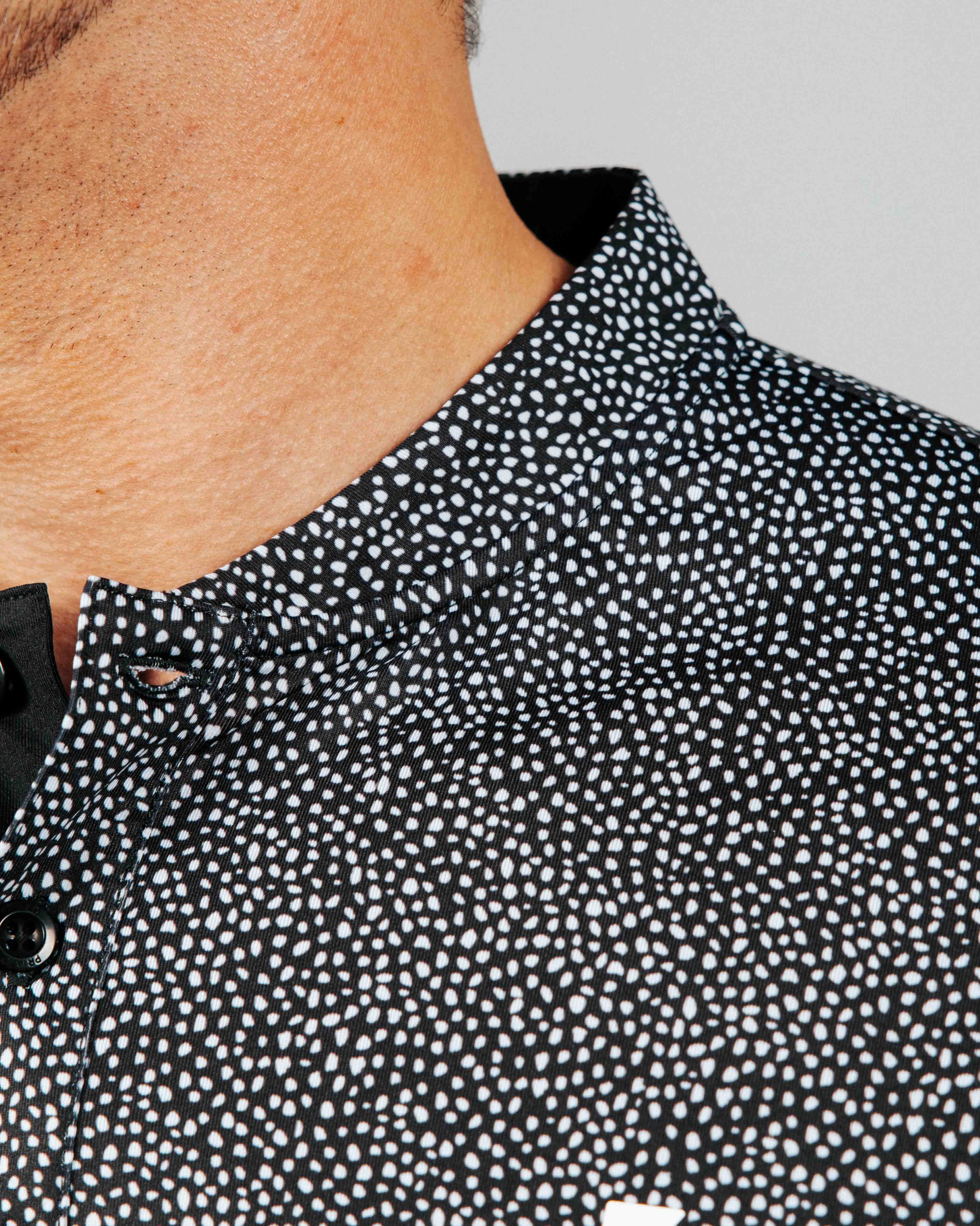Hidden Button Placket Midweight Texture Black Pebble Blade Polo