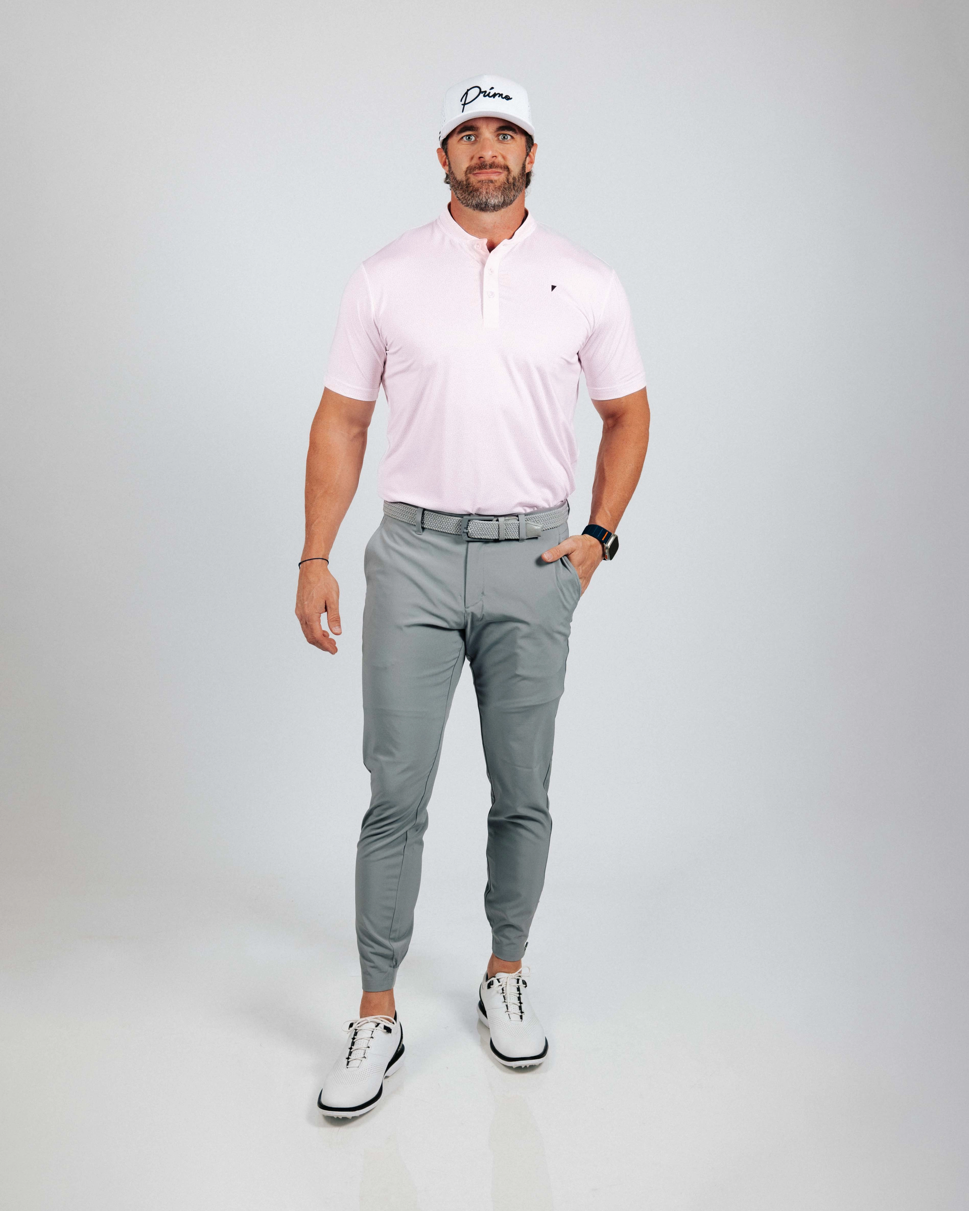 Pink Pebble Blade Polo DoubleStitched Hem