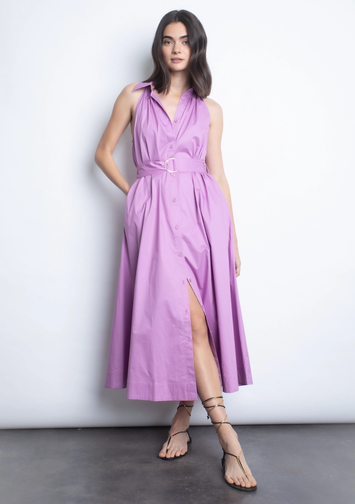 Color Soft Polite Tone Trinidad Midi Dress - Lavender