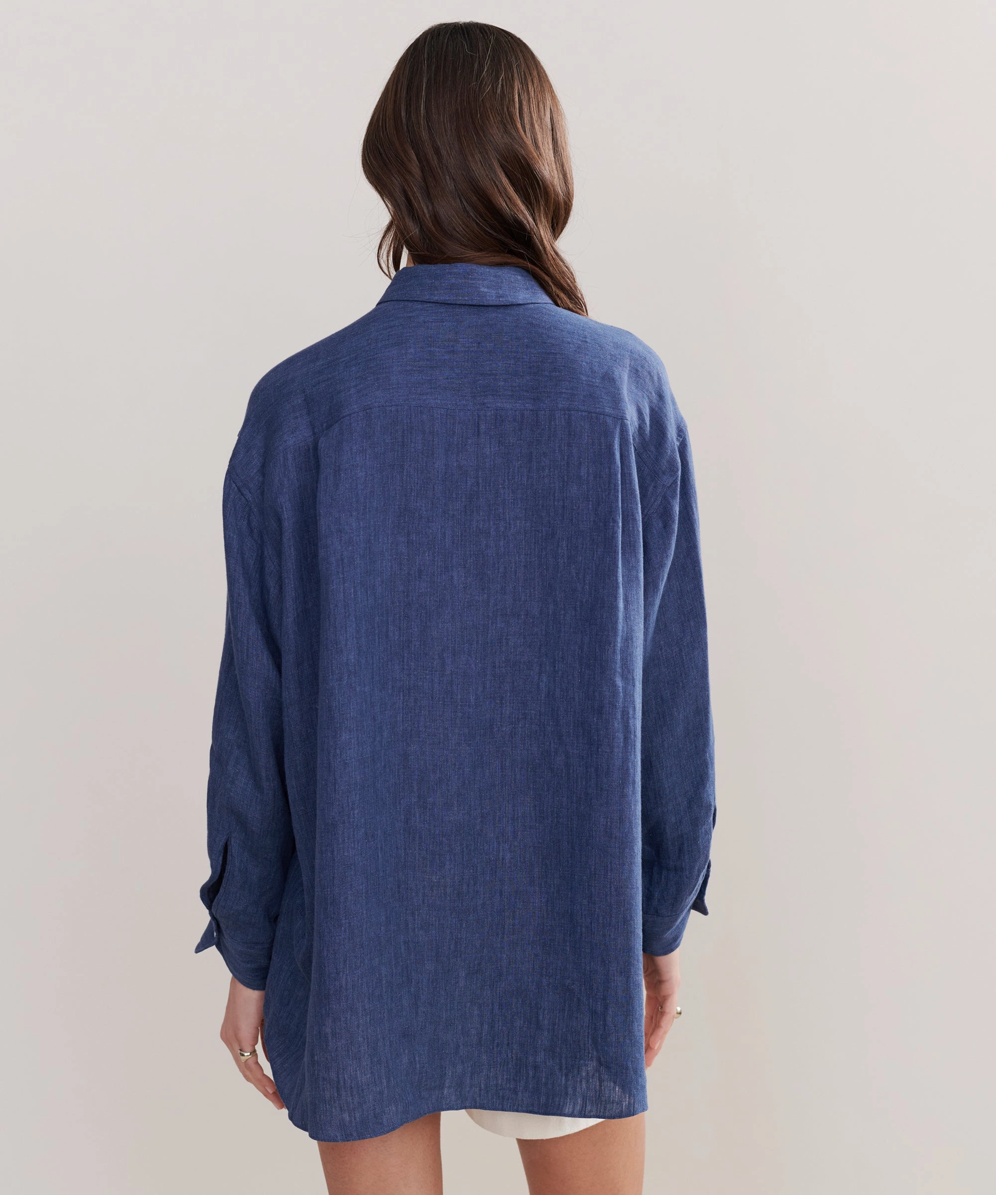 RollUpCuff FlatlockStitching Relaxed Oversized Shirt