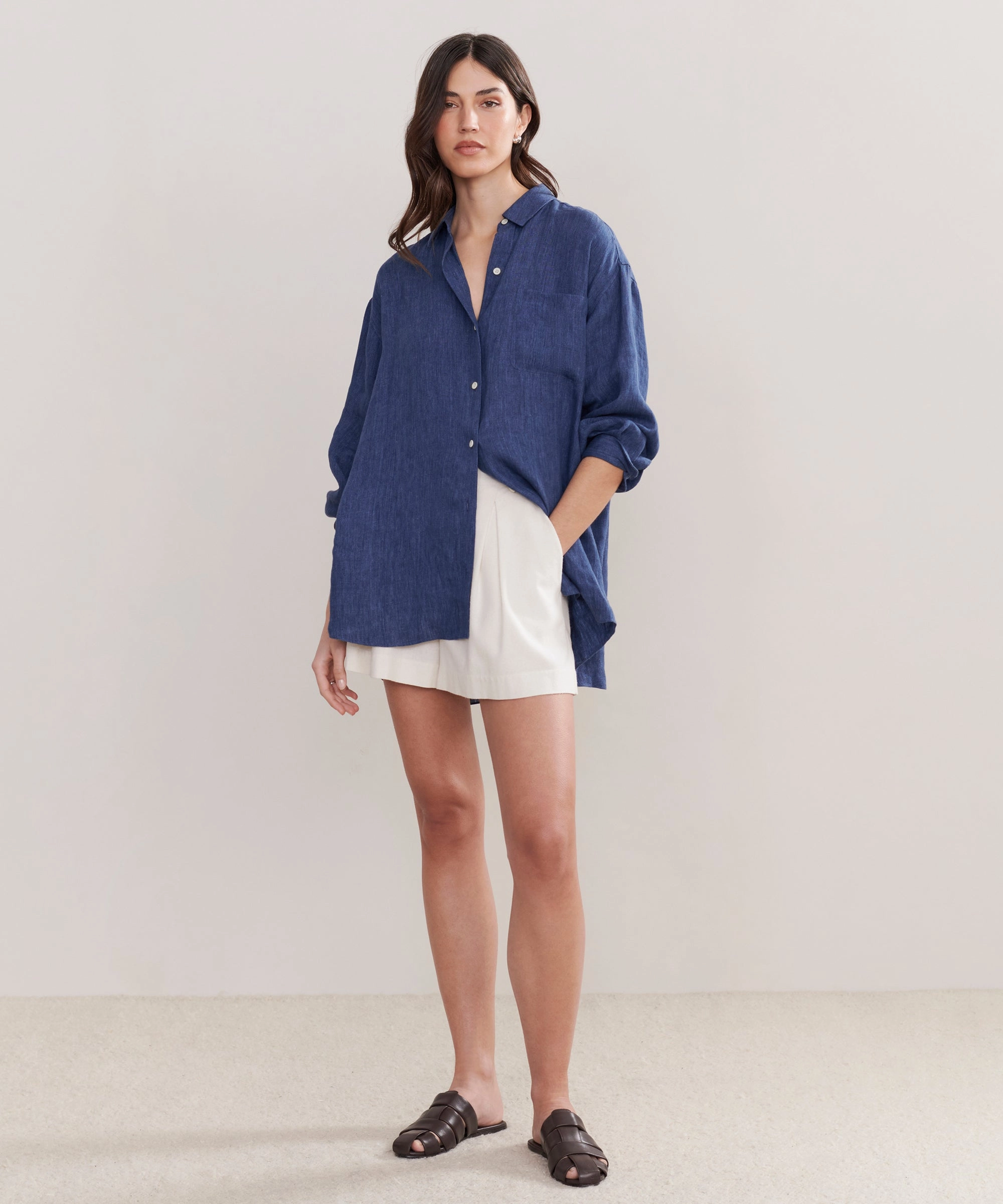 DurableCollarStays Interlock Weave Relaxed Oversized Shirt