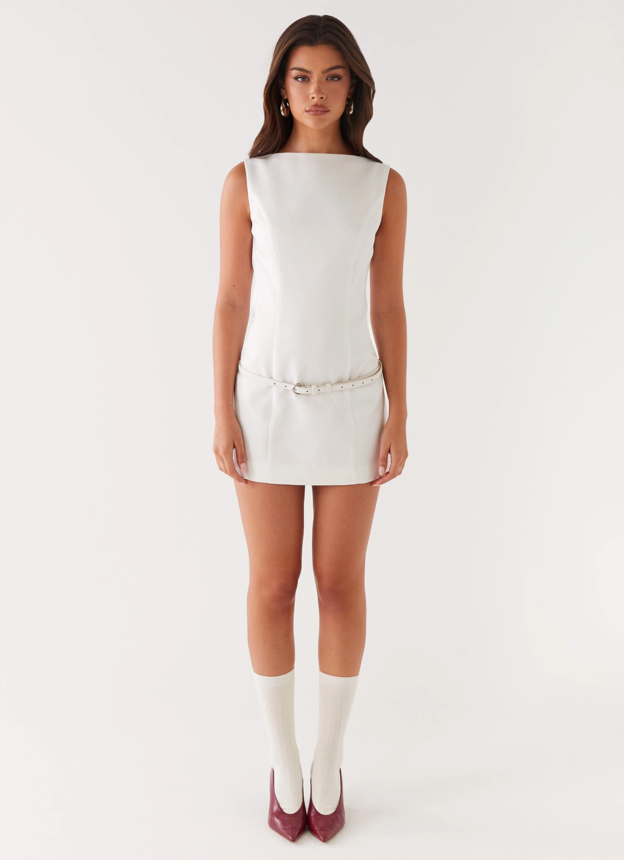 Jaci Mini Dress - White Classic Layer Polished Details