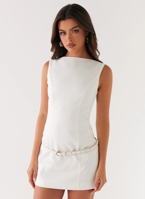 Jaci Mini Dress - White Soft Detail