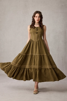 Magnolia 17 |Linen Corset dress Sun Protection Fabric Summer Polo