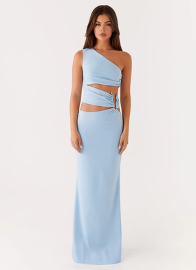Hip-Flattering Laylani Cut Out Maxi Dress - Blue