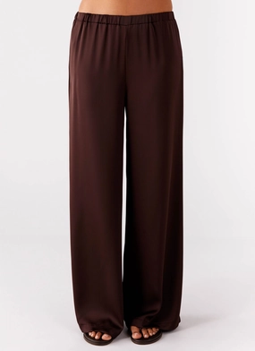 Sophisticated Look Stylish Appearance Palm Cove Satin Pants - Chocolate