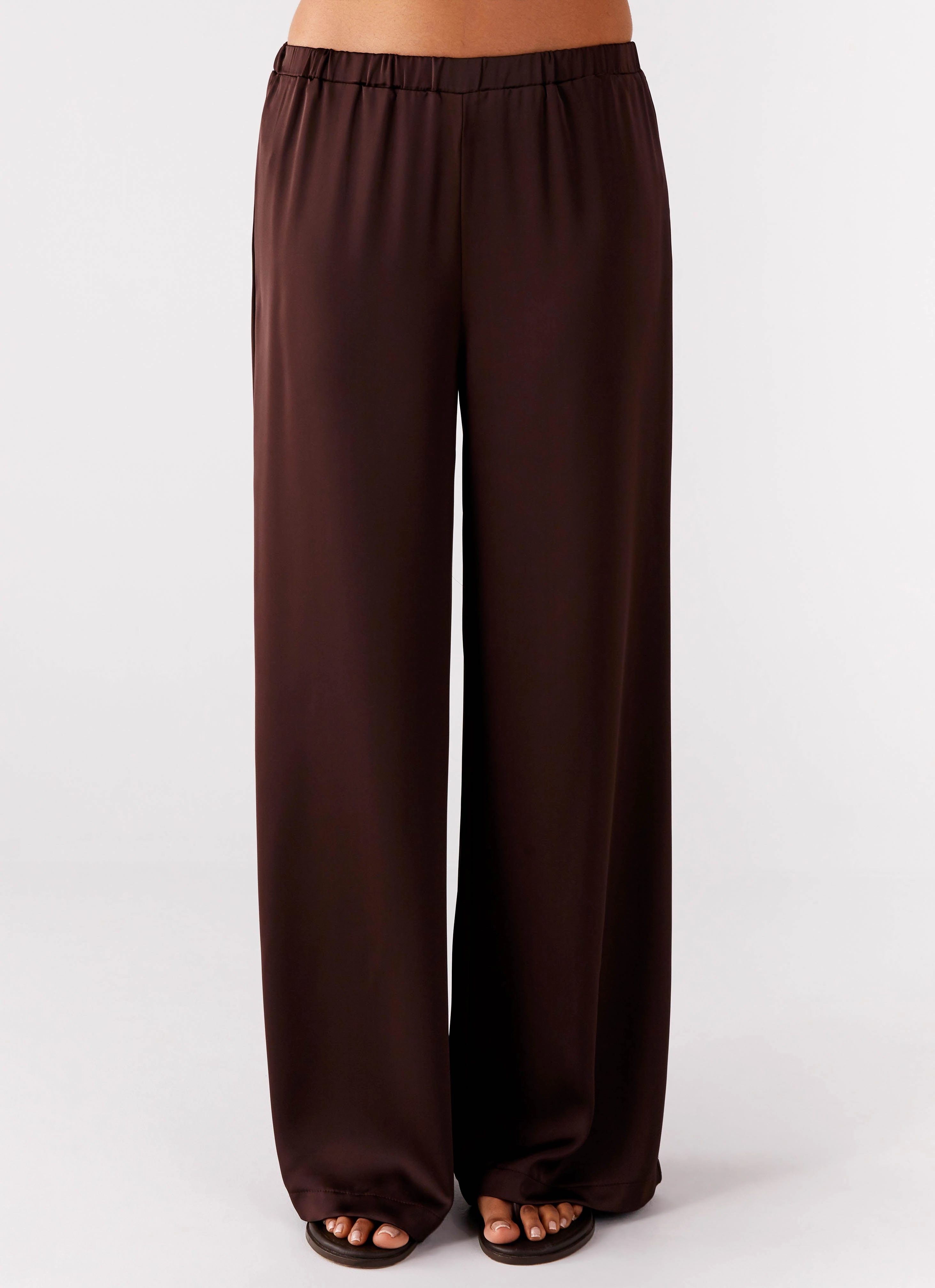 Sophisticated Look Stylish Appearance Palm Cove Satin Pants - Chocolate