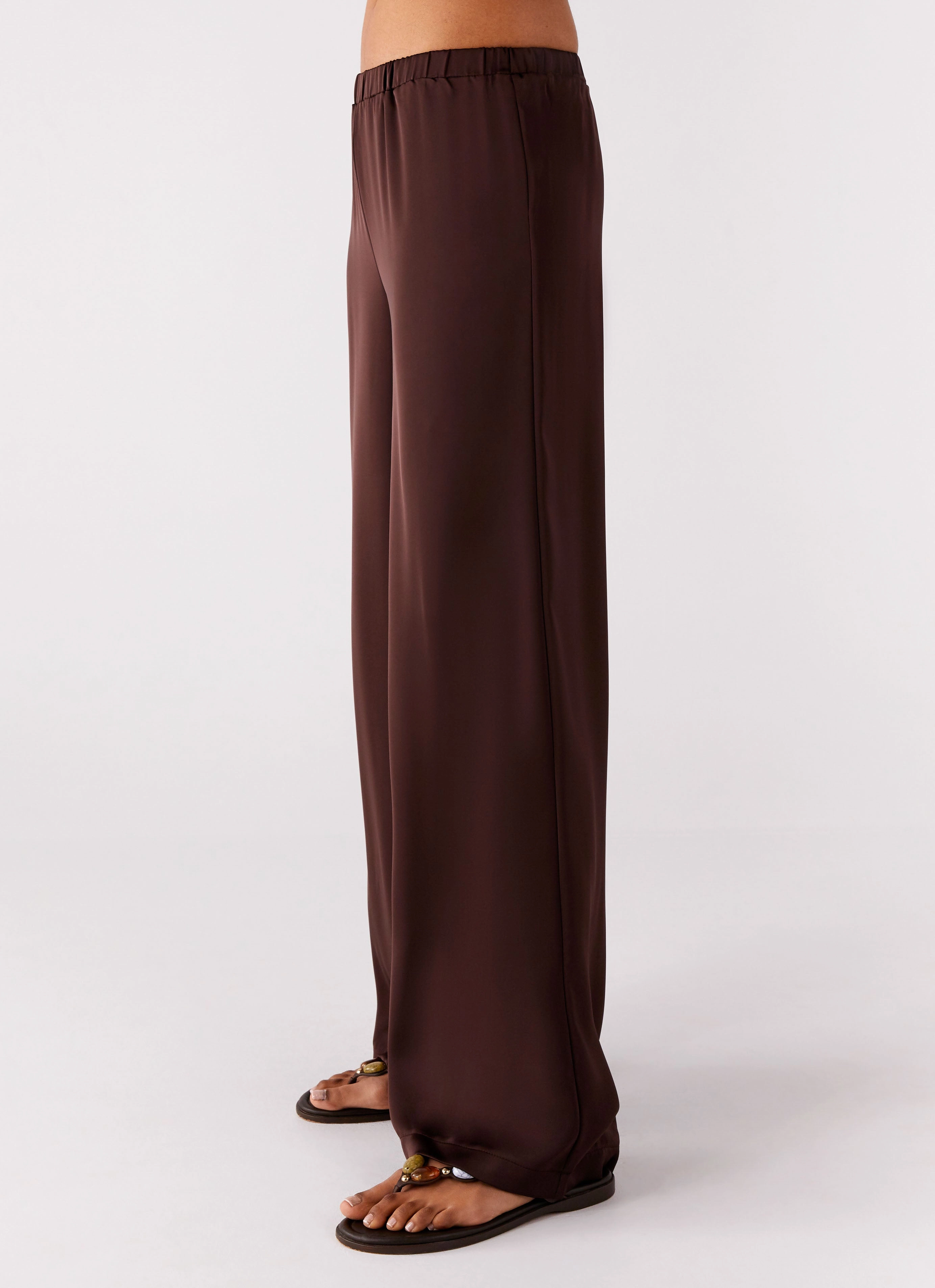 OdorResistantTreatment Cozy Style Palm Cove Satin Pants - Chocolate