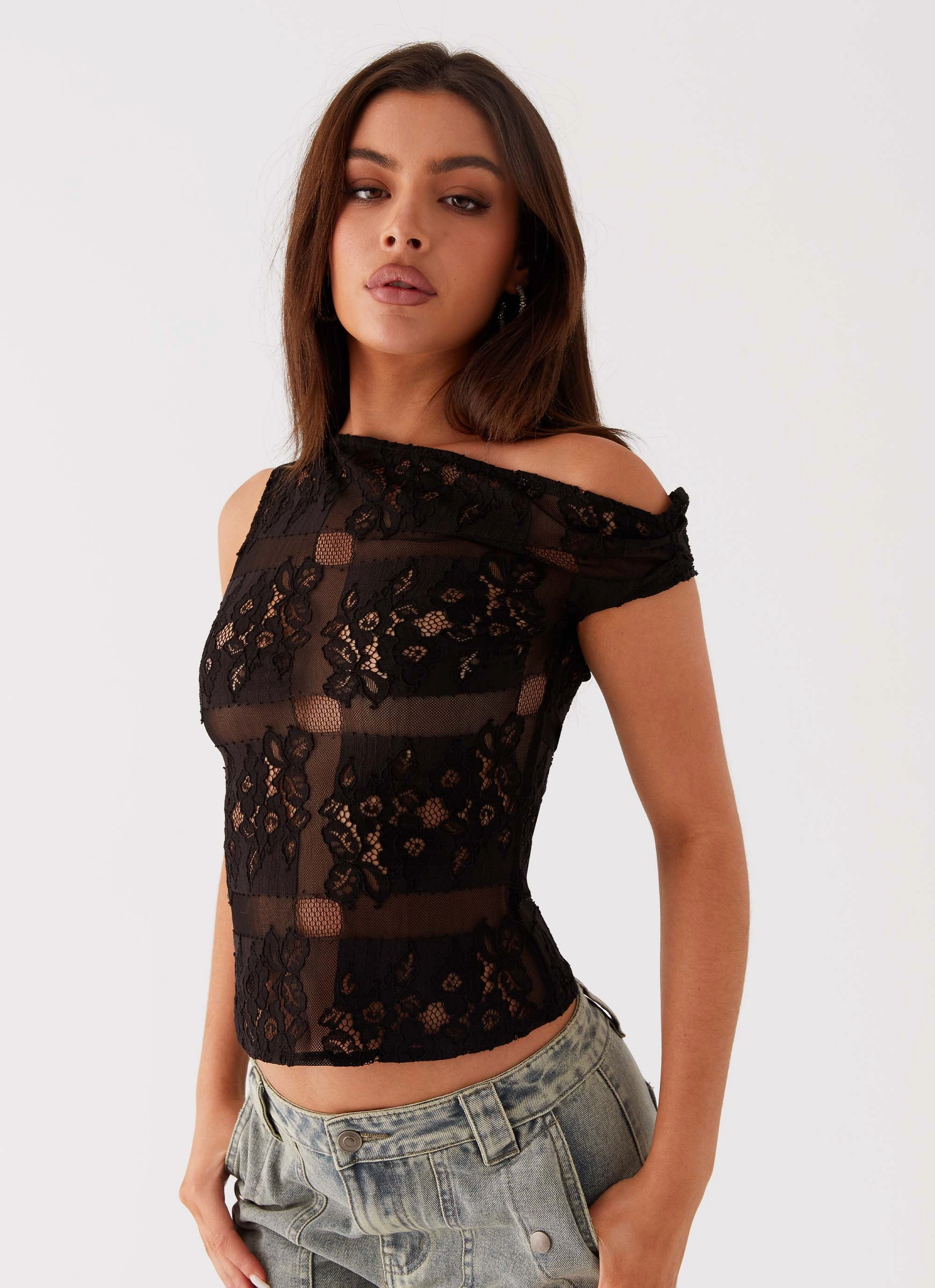 Compact Weave Fabric Magnetic Nightfall Top - Black