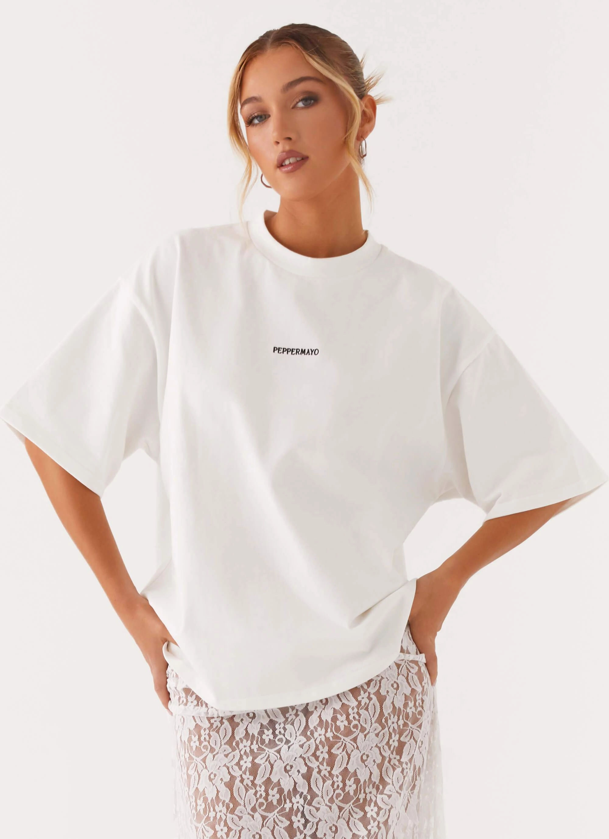 Signature Oversized Tee - White Raglan Sleeve