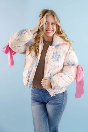 RESTOCK: Graceful Moments Puffer Jacket-Peach Machine Washable Fabric