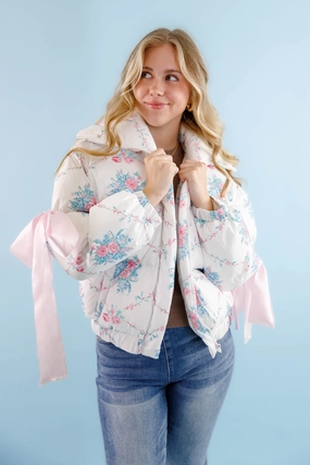 RESTOCK: Graceful Moments Puffer Jacket-White Bold Patterns