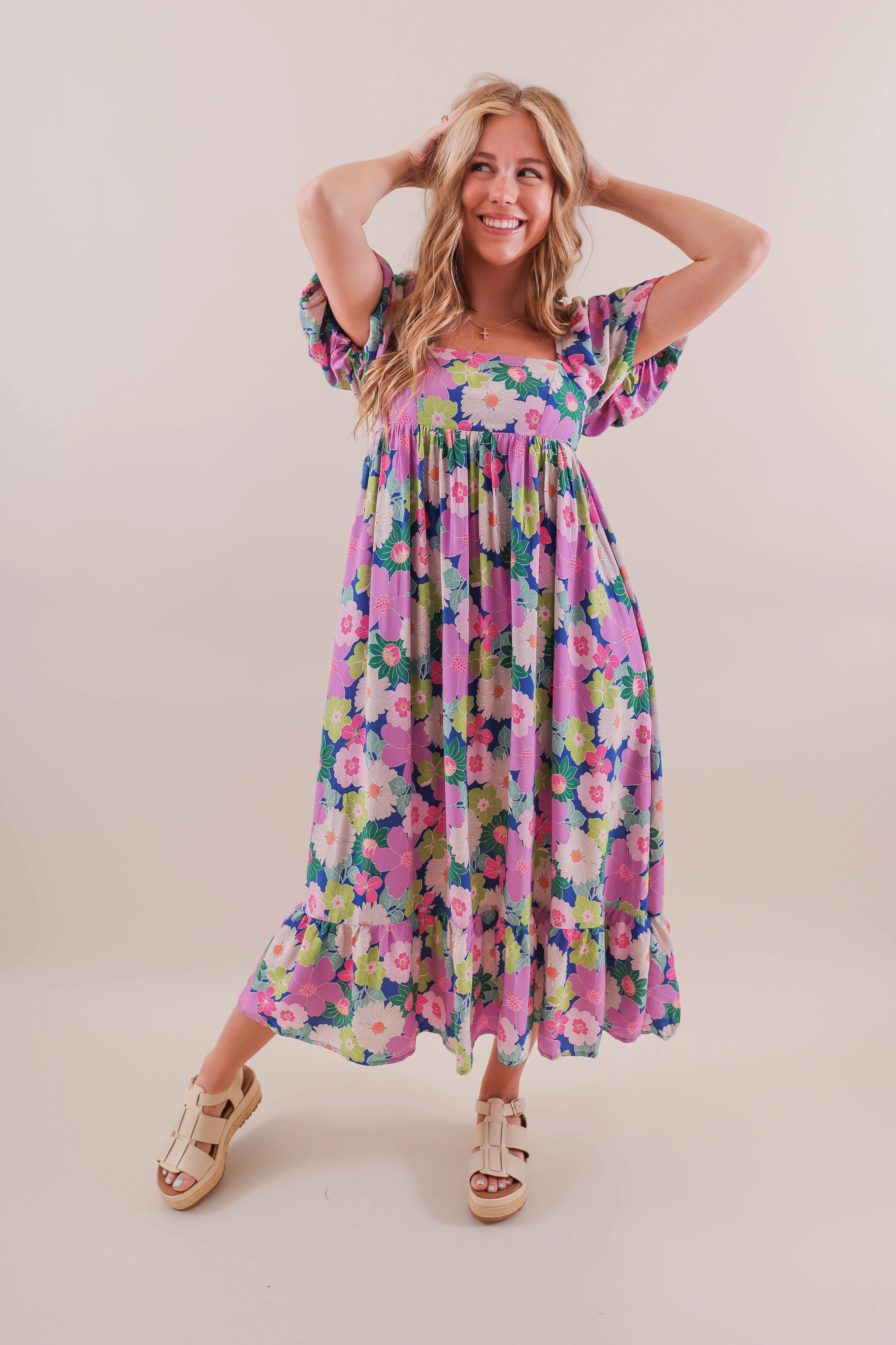 RESTOCK: Lots to Ponder Midi Dress Graduation-Event Work Appropriate