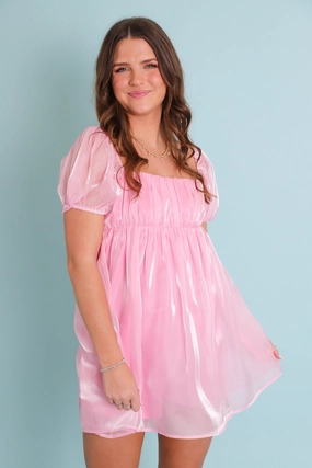 RESTOCK: Nothing But Delightful Dress-Pink Decorative-Design Lightweight warm-weather dress