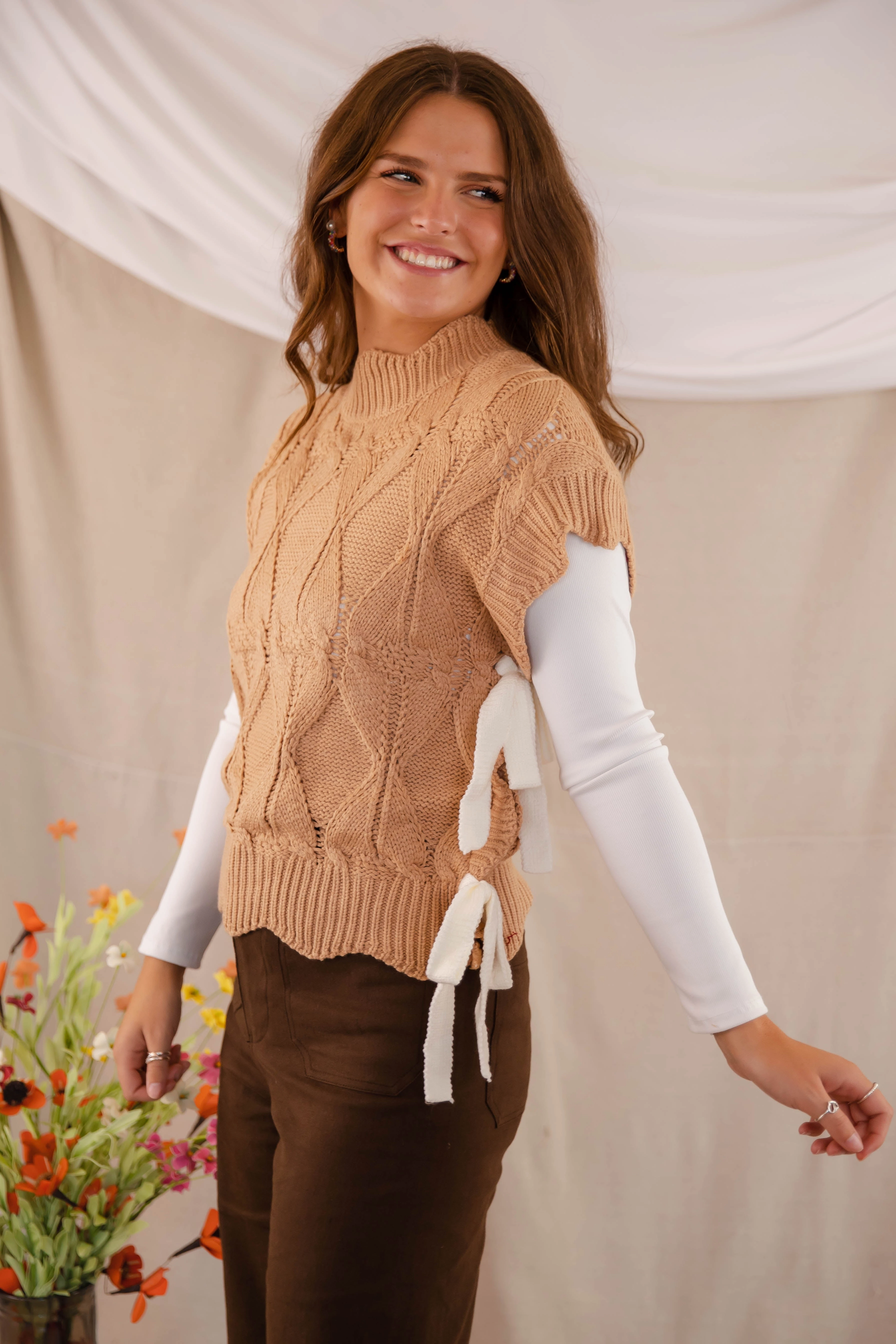 Airflow Mesh Insert Durable Reinforced Elbow Patches RESTOCK: Please and Thank You Sweater Vest-Mocha