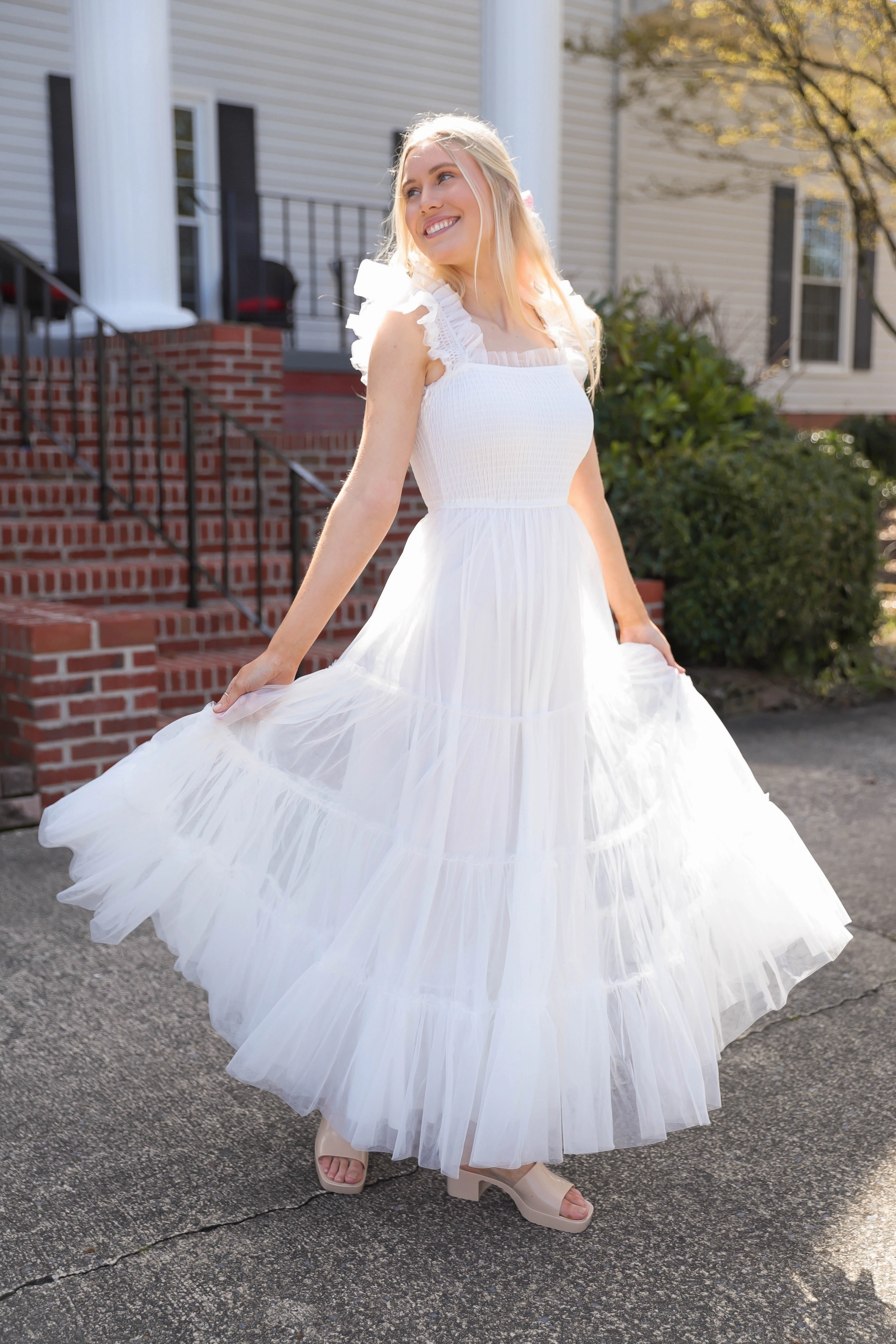 RESTOCK: She's Beauty & Grace Maxi Dress-White Sleeve Light Gloss Accent