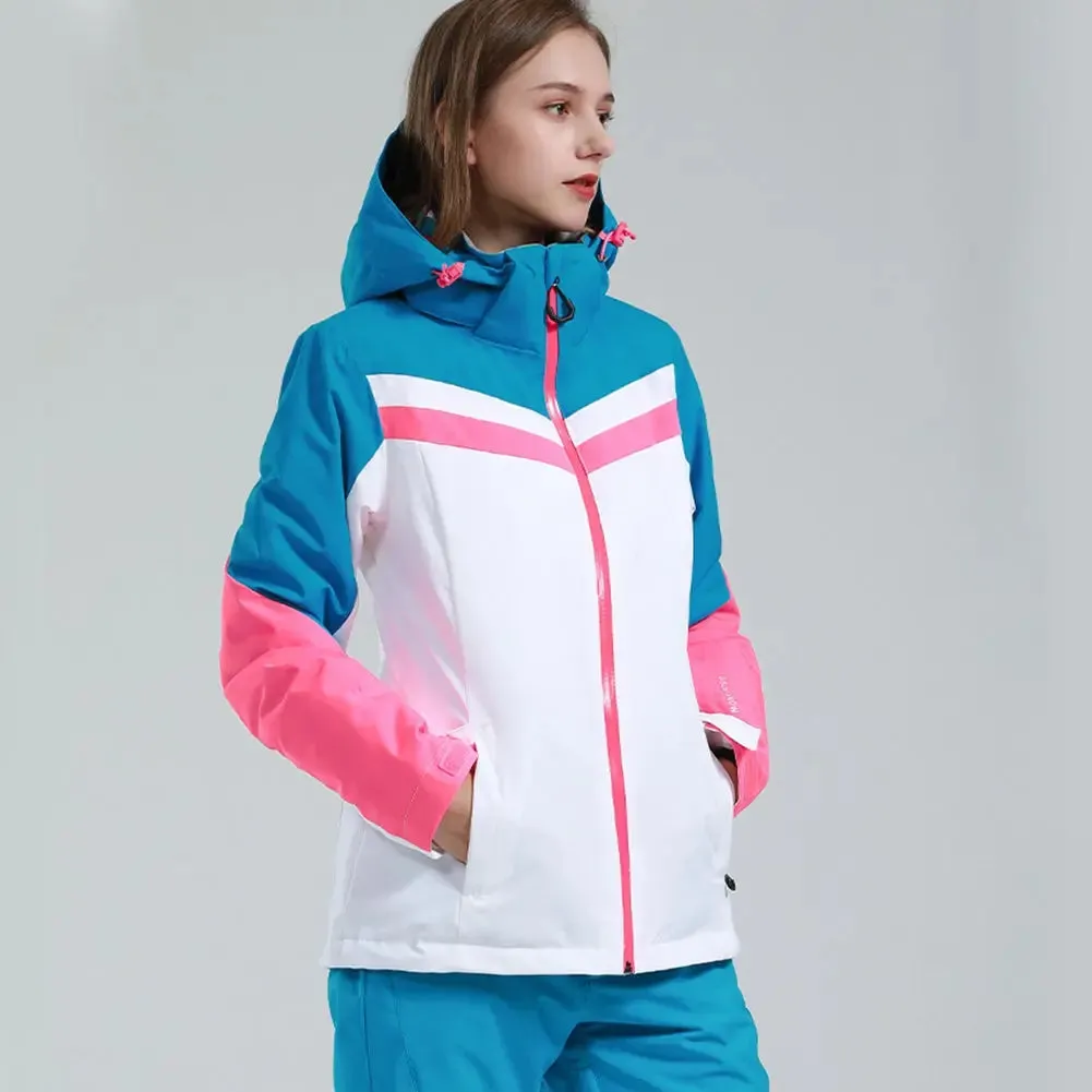Retro Style Hooded Snow Ski Insulated Jacket Outdoor Everyday Wear