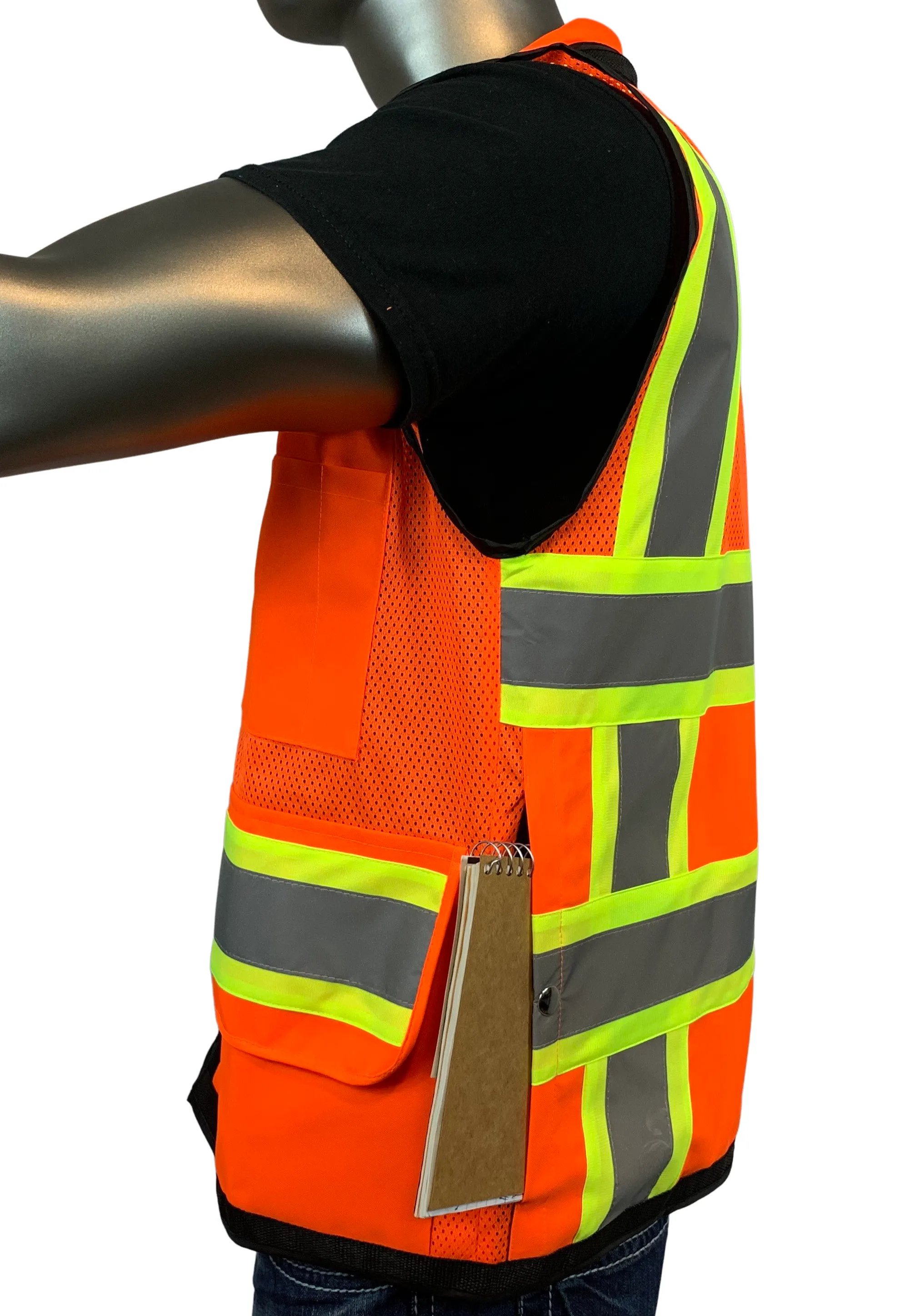 REXZUS H Safety Vest Black For Mens Class 1 Black Series Utility Pockets Safety Vests Premium Black Series