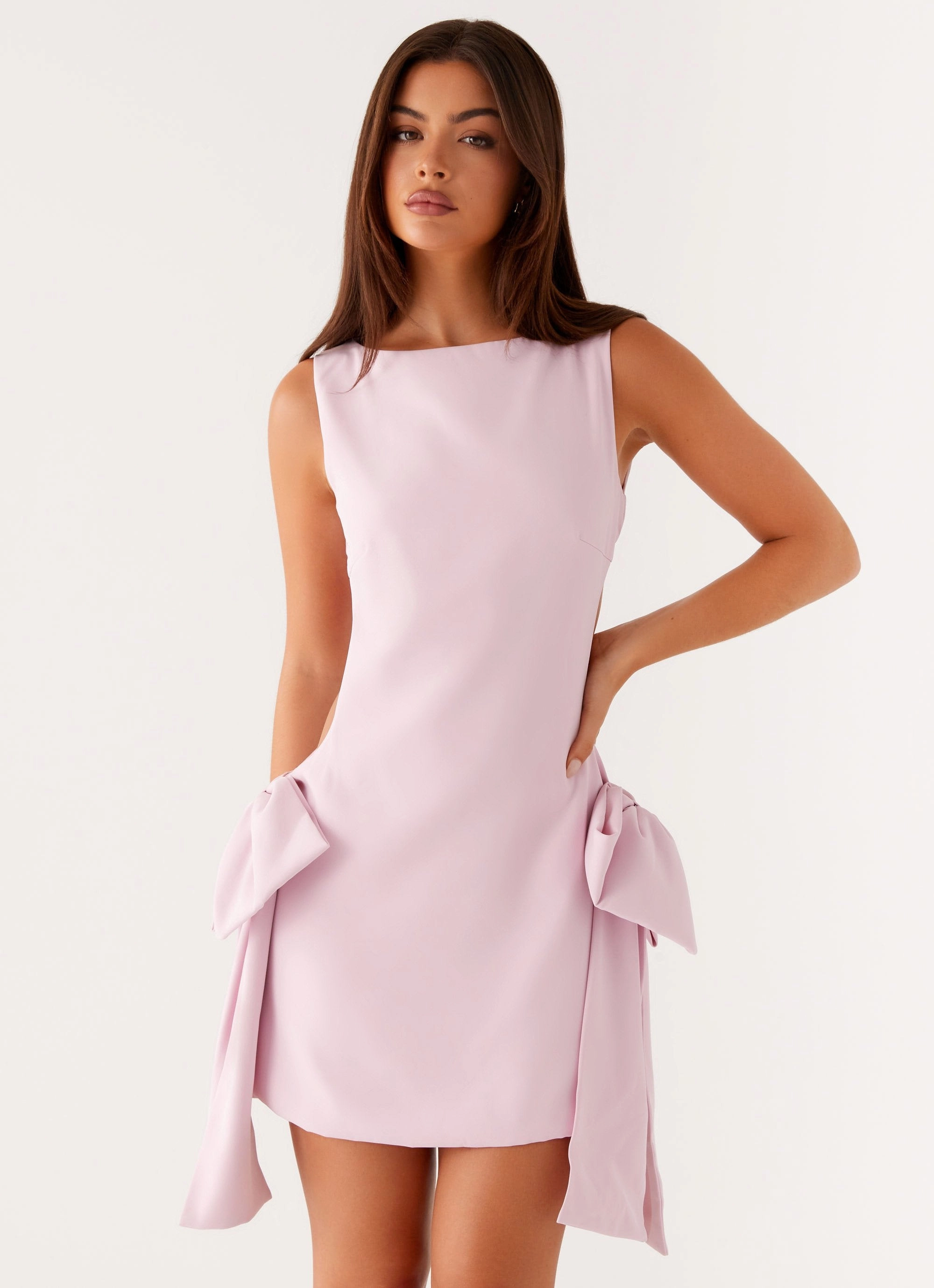 Versatile dress for layering Rhodes Bow Mini Dress - Pink