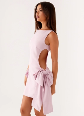Rhodes Bow Mini Dress - Pink Fashion Option Clean Lines