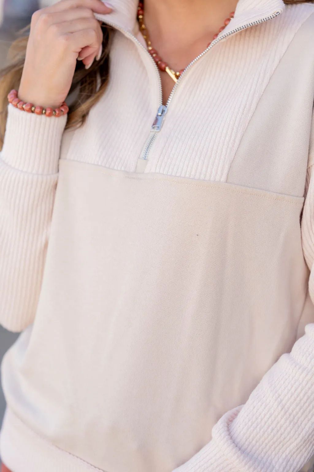 Ribbed Accents Pullover