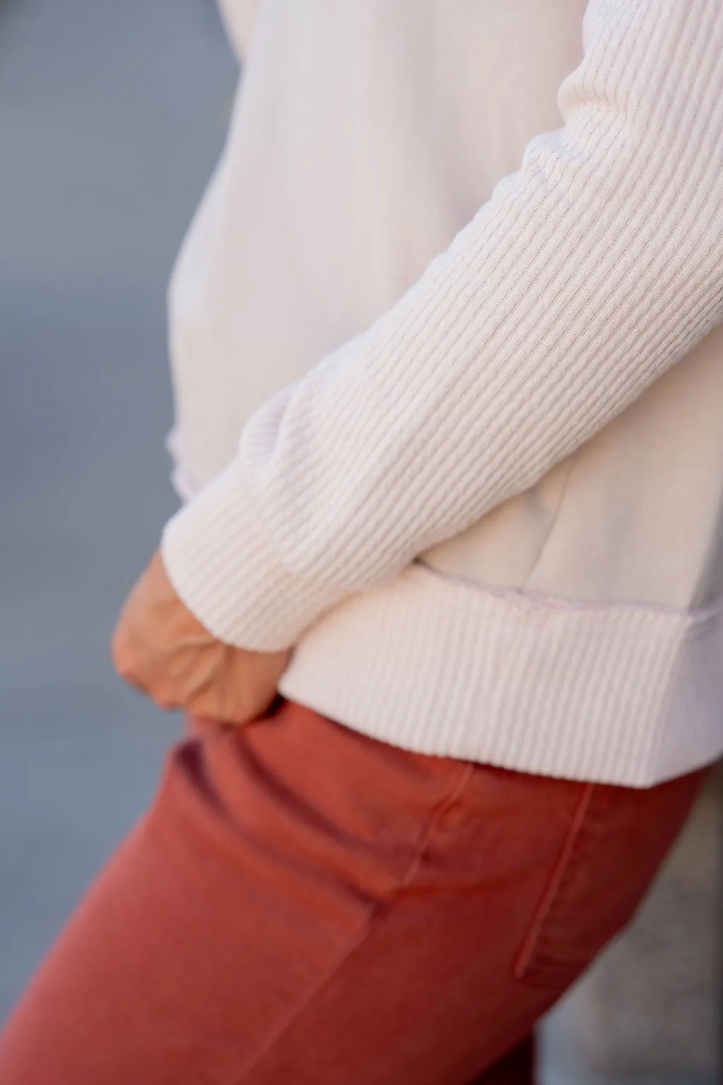 Ribbed Accents Pullover
