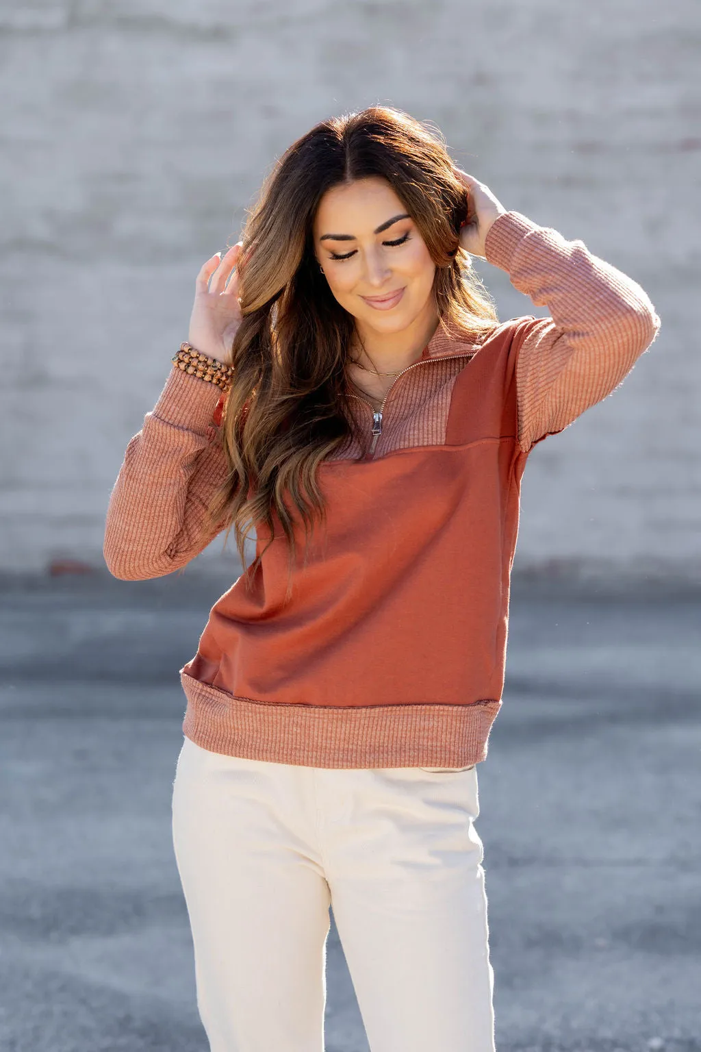 Ribbed Accents Pullover
