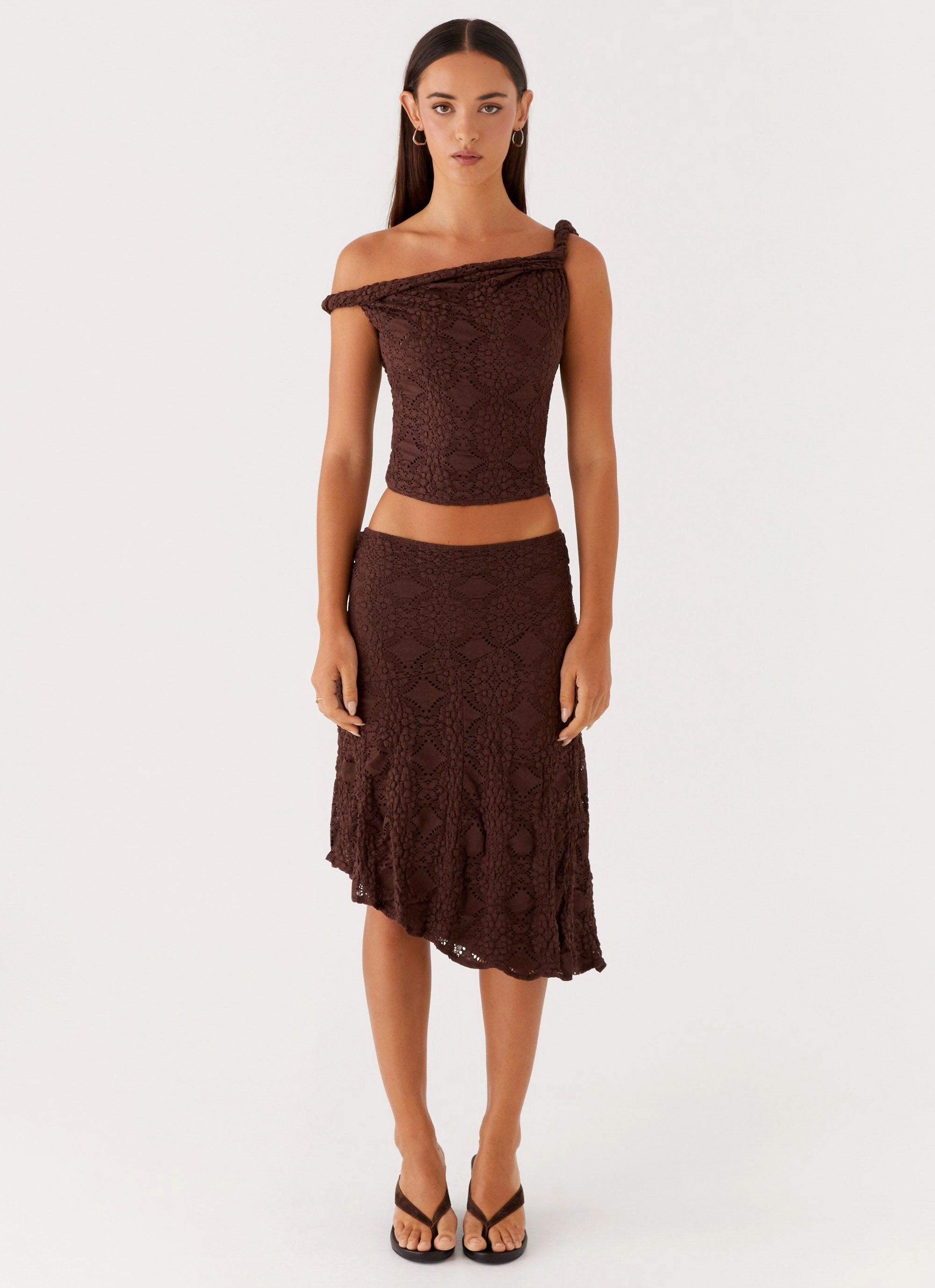 Diamond Sky Top - Chocolate FlatlockStitching Reversible design