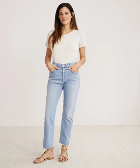 Laser Cut Perforations Riley Crop Jean