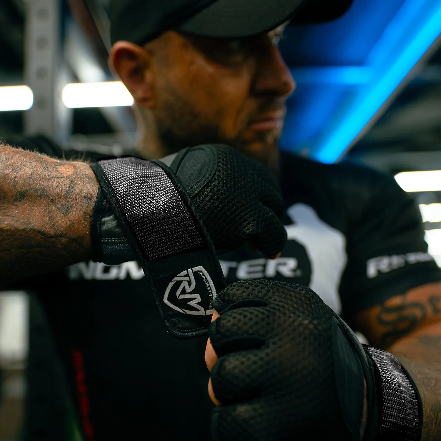 RingMaster Sports Half Finger Gym Training Gloves Weightlifting POWR Series Black