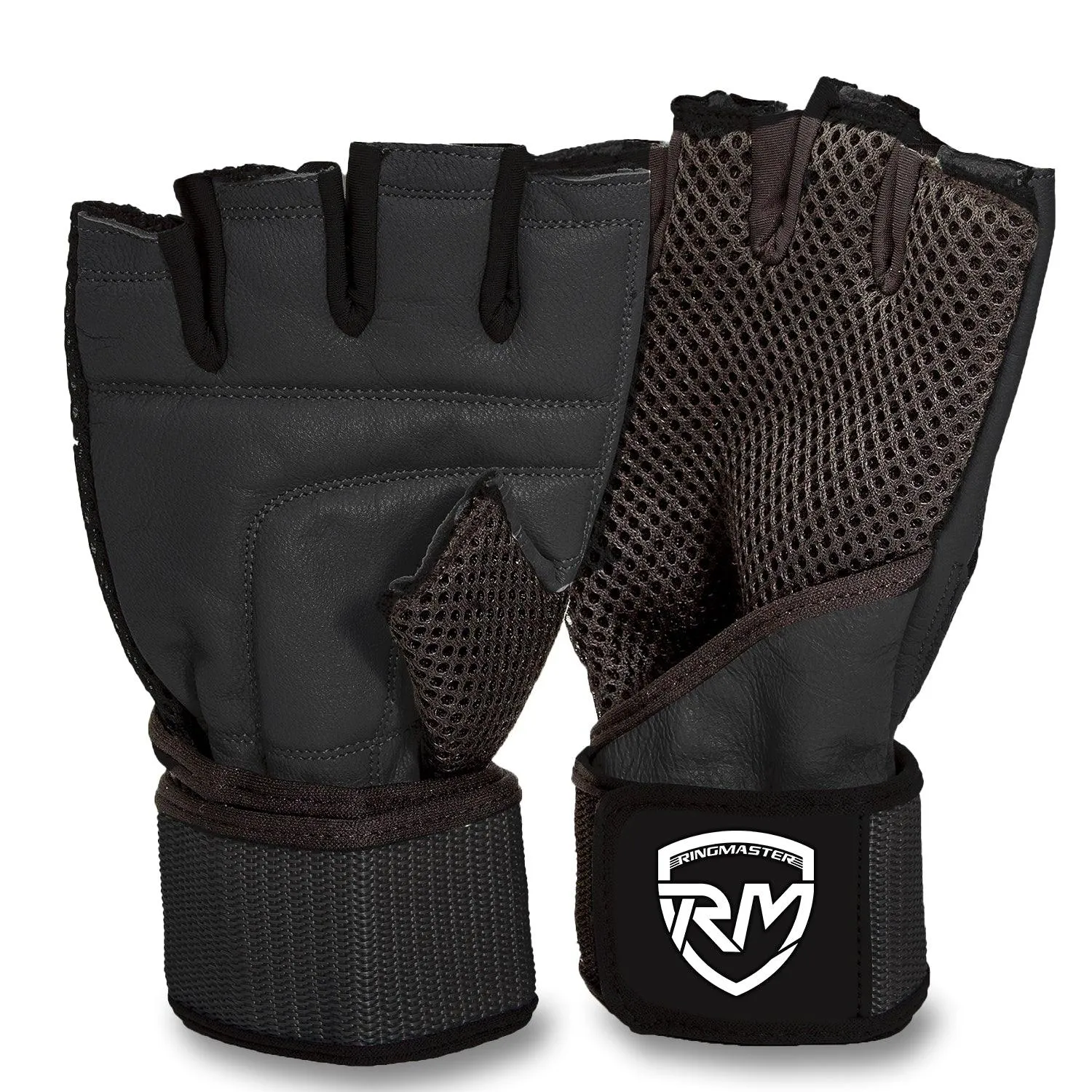 RingMaster Sports Half Finger Gym Training Gloves Weightlifting POWR Series Black