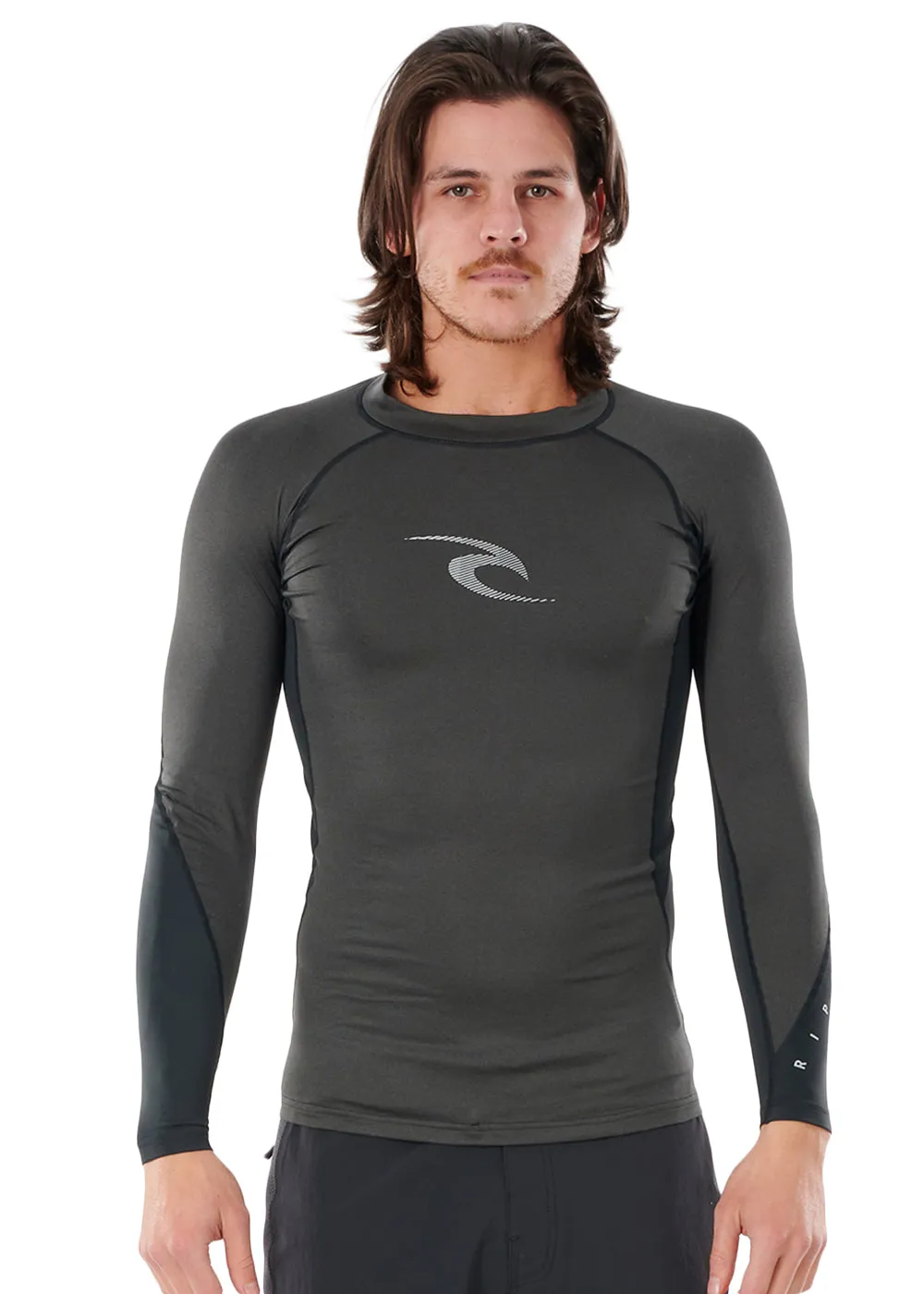 Ripcurl Mens Waves Long Sleeve Rashy (2022) - Black Marle