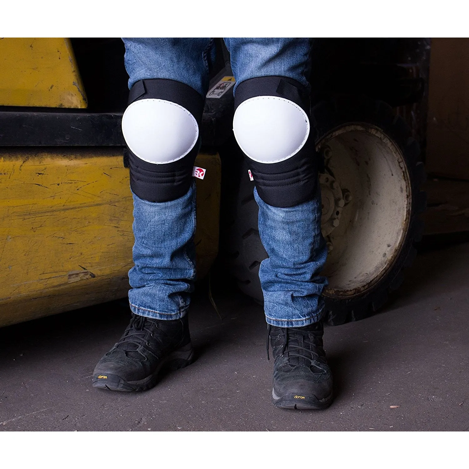 RK Safety Kneepad with White Hard Shell, Stitched Poly Cap