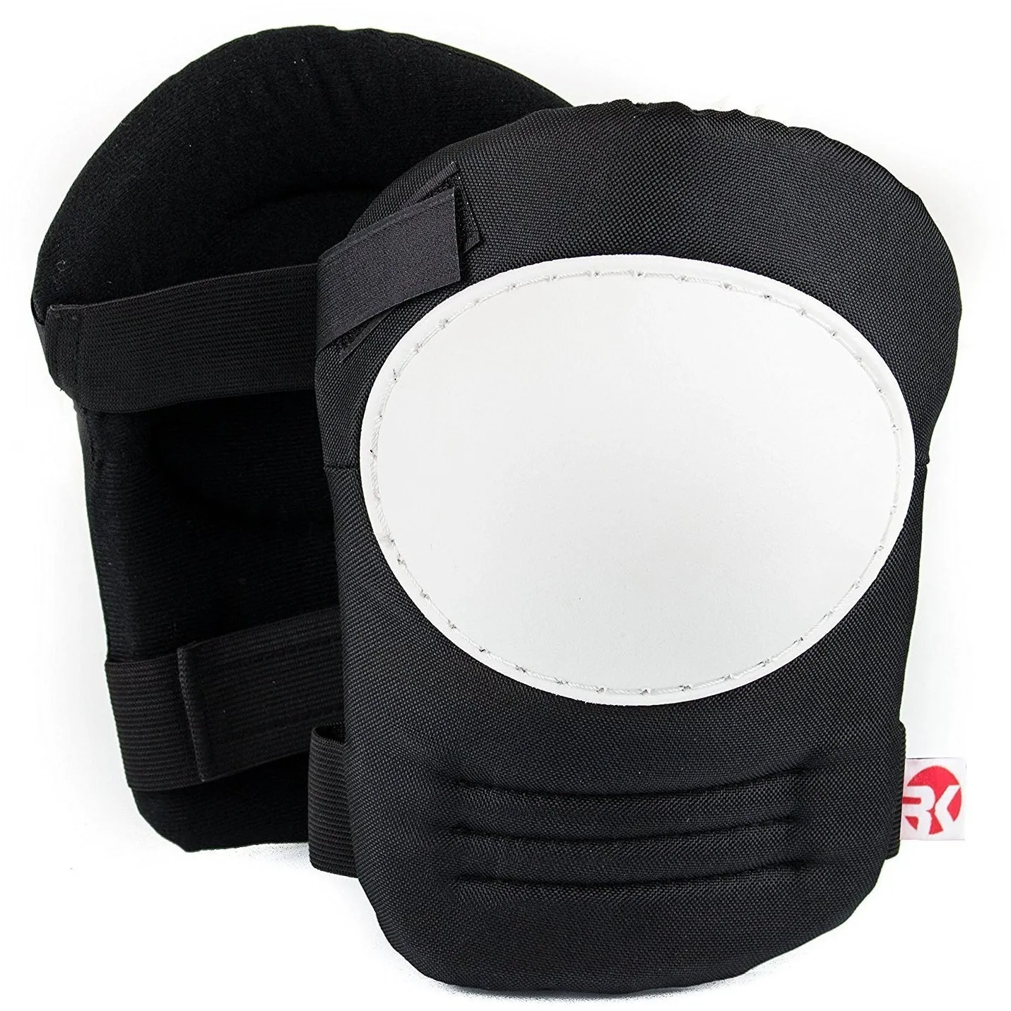 RK Safety Kneepad with White Hard Shell, Stitched Poly Cap